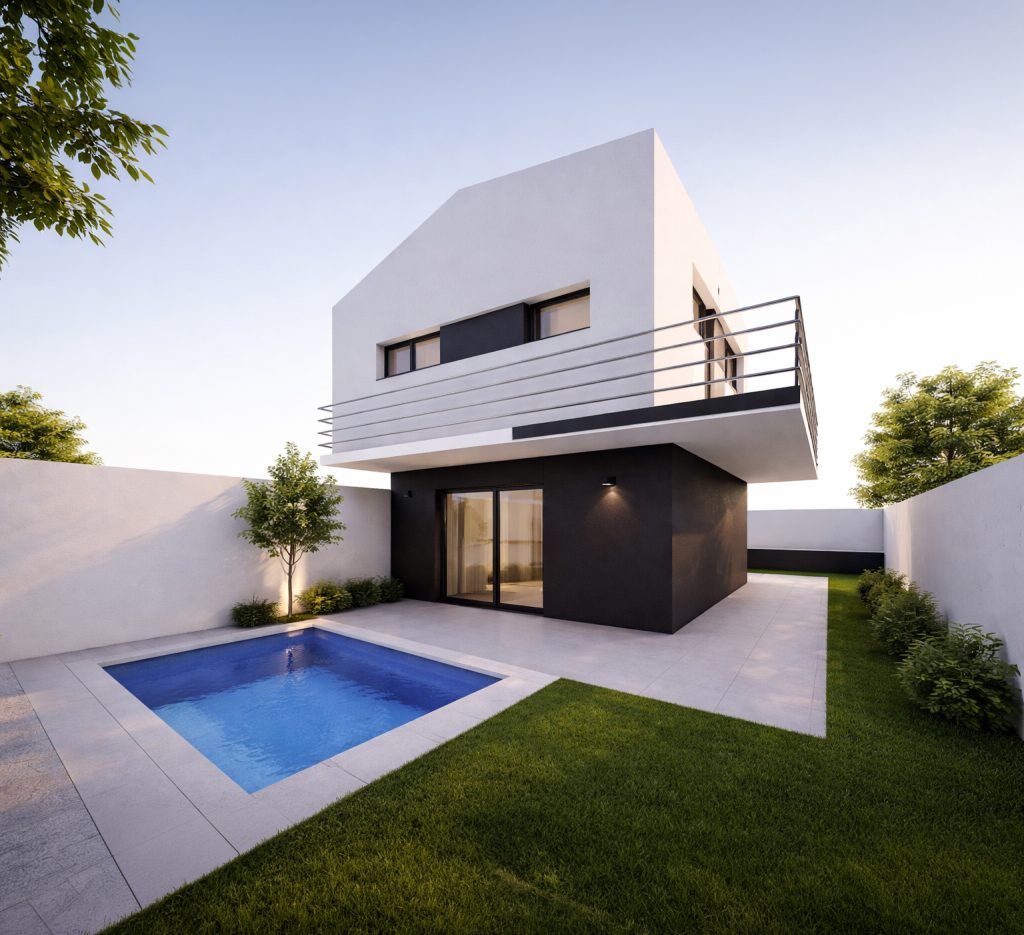 vivienda unifamiliar proyecto arquitectura villalbilla madrid render chalet